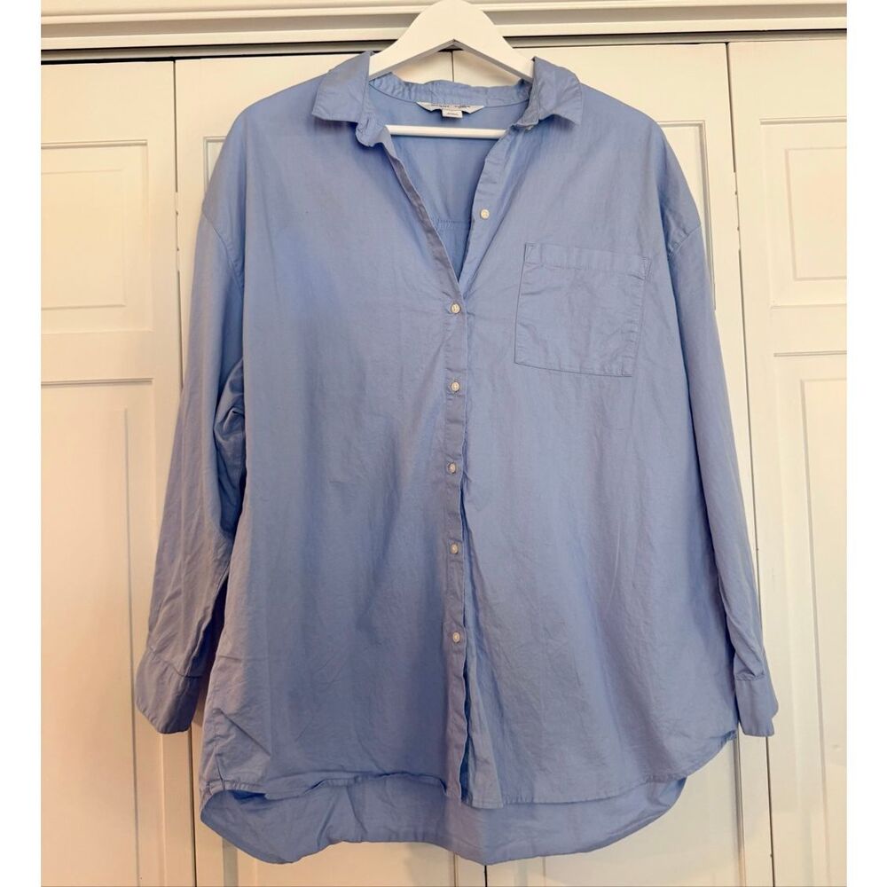 Old Navy blue oversized boyfriend button down size large - Picture 3 of 8
